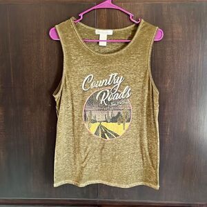Youth In Revolt Country Road Take Me Home Sleeveless Top Medium